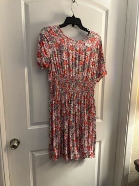 Nordstrom Velvet Torch Floral Short Sleeve Dress in Pink, Red & Green Sz XL